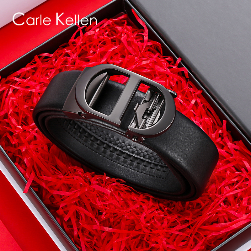 carlekellen正品皮带男真皮自动扣高档男士腰带百搭年轻人裤带潮