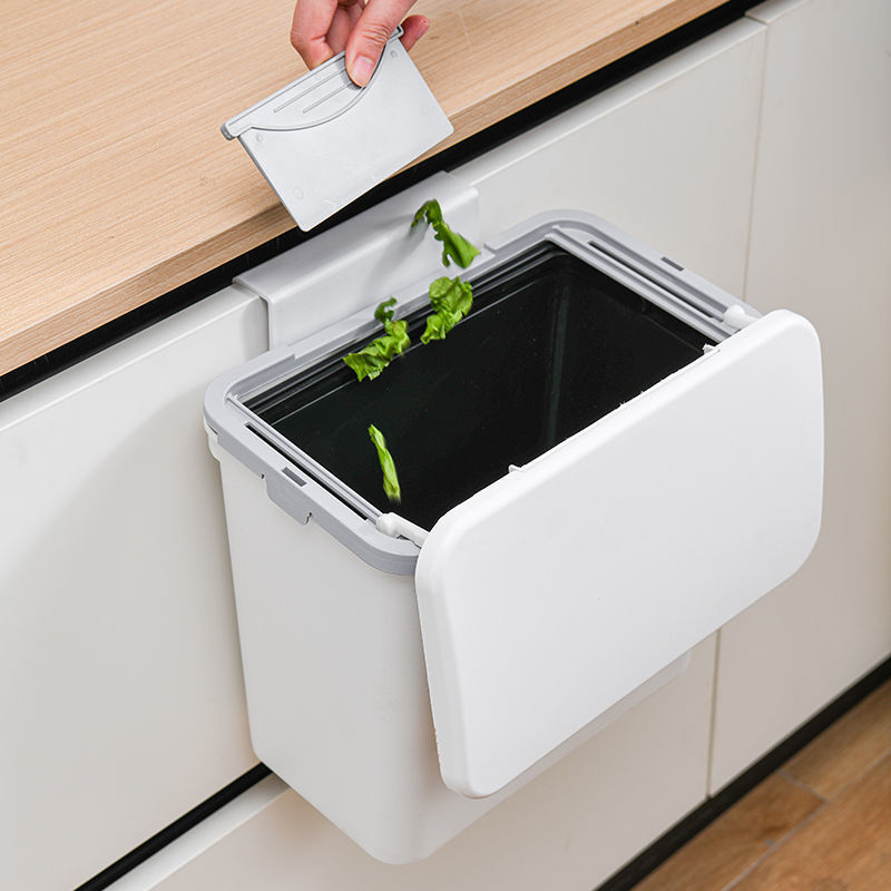 厨房垃圾桶带盖家用橱柜门壁挂式厕所卫生间客厅悬挂创意收纳纸篓