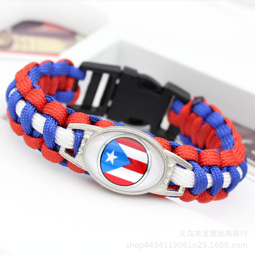 El Salvador National Flag World National Flag Hand National Flag Parachute Cord Woven Bracelet Outdoor Life-Saving Bangle Bracelet