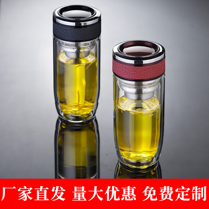 Double-Layer Glass High Temperature Resistant Tea Separation Explosion-Proof Egg Cup Borosilicate Tea Cup Car Gift Water Cup Wholesale