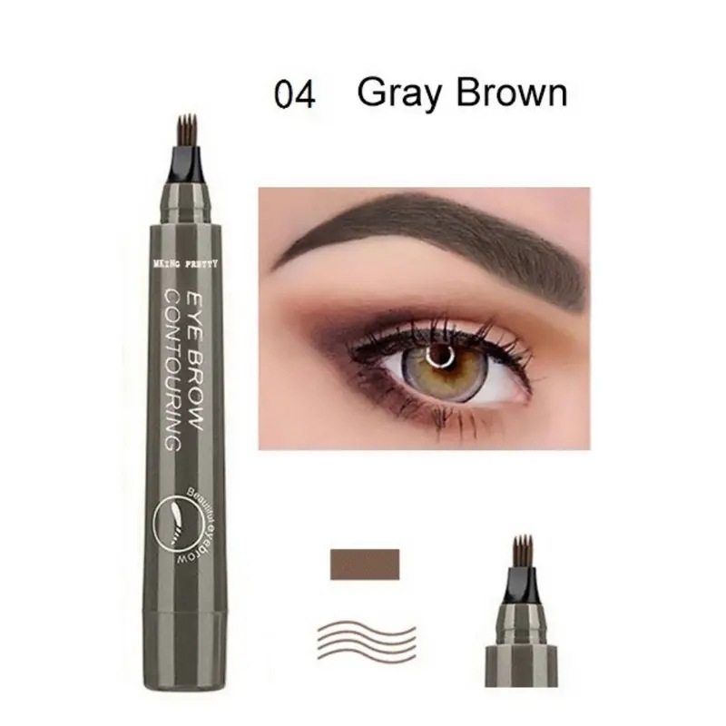 Four-Fork Liquid Water Eyebrow Pencil Four-Head Three-Dimensional Simulation Native Eyebrow Long Lasting Color Rendering Waterproof Sweat-Proof Eyebrow Pencil Can Be Sent on Behalf