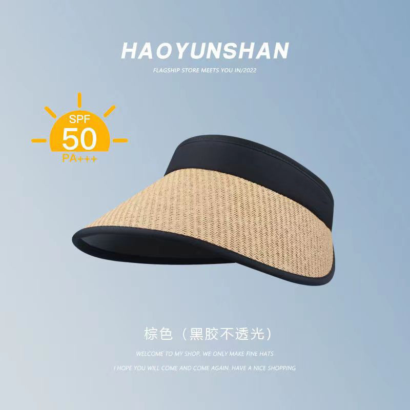 New Straw Hat Women's Summer Sun Protection Visor Cap Korean Style 2023 Sun Hat Fashion Headband Sun Protection Hat Wholesale