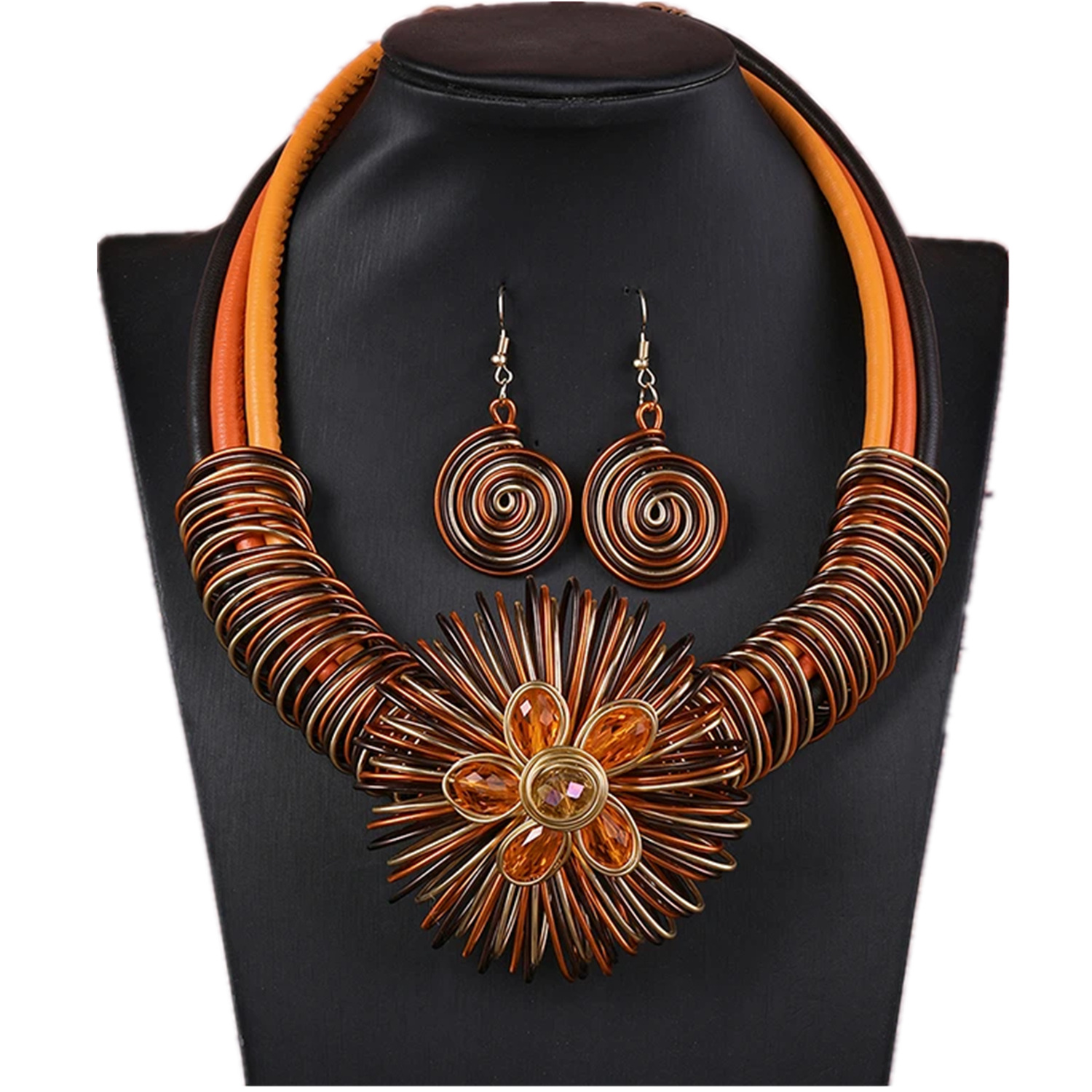 European and American Simple Aluminum Silk Flower Handmade Necklace Set Festival Jewelry Necklace Set