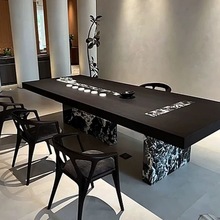 新中式实木茶桌椅组合办公室别墅设计师高端岩板泡茶桌