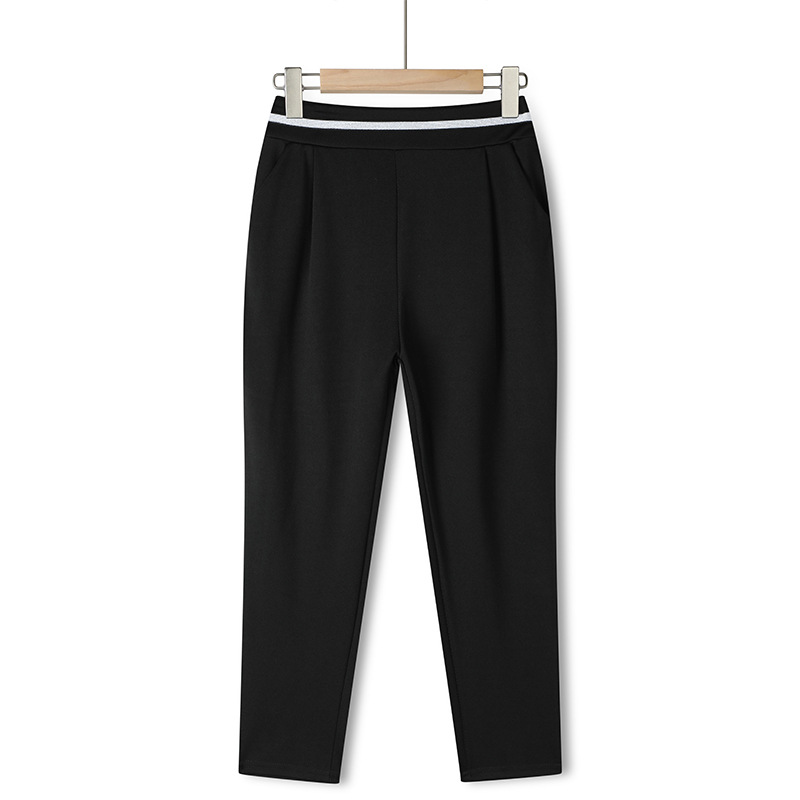 Middle-Aged Women's Pants Spring and Autumn New Summer Cropped Trousers Mom Pants Thin Elastic High Waist Loose Elastic Casual Pants