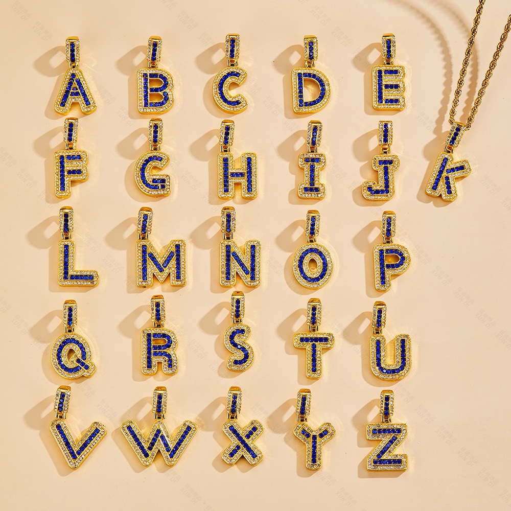 Cross-Border New Arrival Letter Necklace Two-Tone Creative All-Match Alloy Diamond English Letter Hip Hop Necklace One Piece Dropshipping