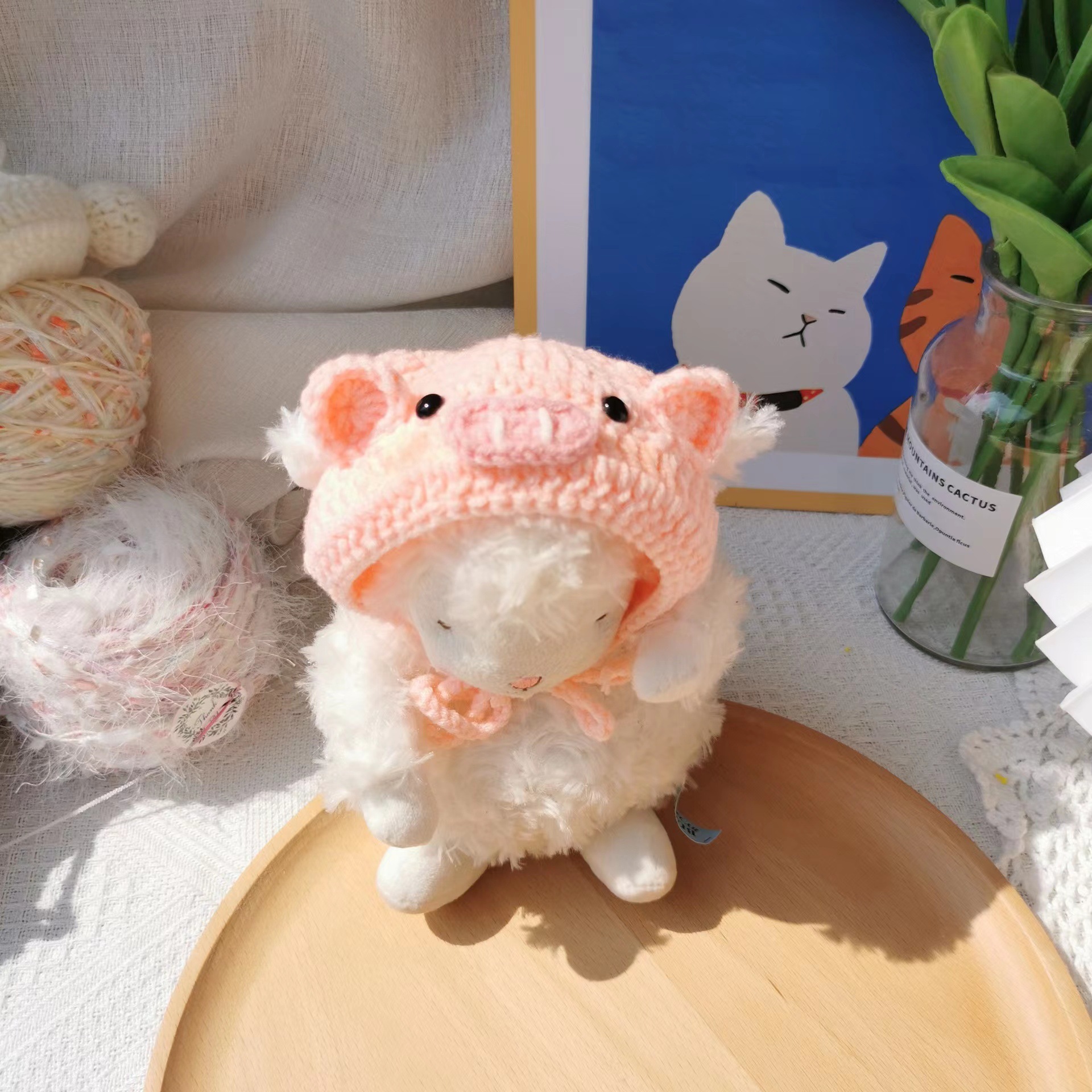 Frog Piggy Pet Crossdressing Funny Hat Cross-Border Hot Selling Handmade Knitted Kitten Hat Cat Dog Ornament