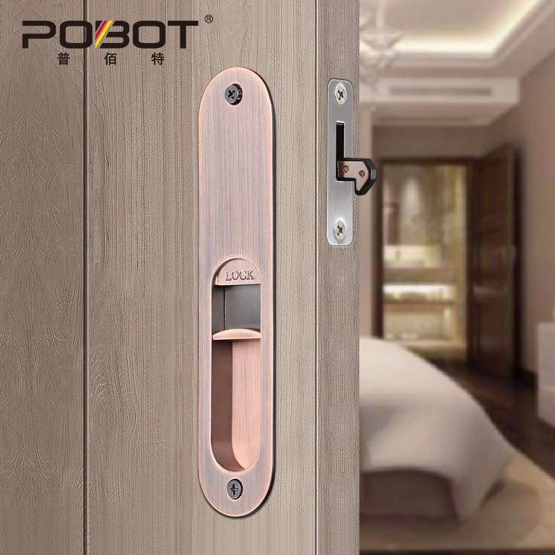 日式厨房推拉平移门钩锁木门隐形门锁卧室暗装卫生间滑门锁暗藏式