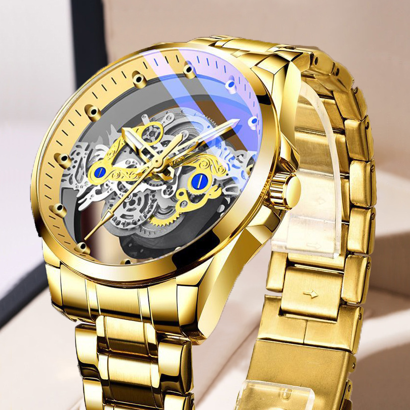 new automatic watch hollow transparent men‘s watch waterproof luminous foreign trade cross-border tiktok aliexpress delivery