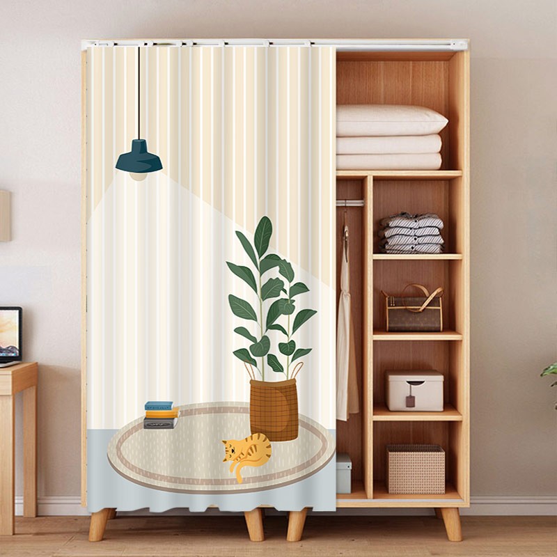 柜子遮挡帘衣柜门帘衣帽间书柜鞋柜拉帘橱柜杂物柜帘 遮丑布帘