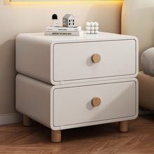 奶油风实木床头柜子简约现代轻奢高级感小型家用卧室床头收纳柜