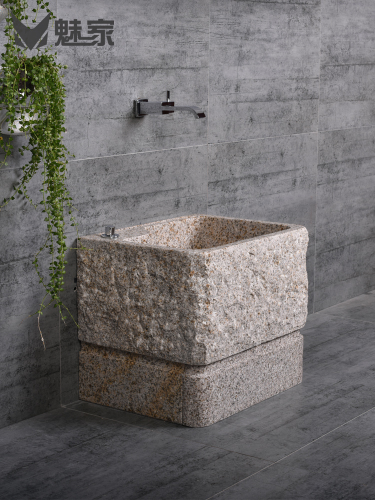 石头拖把池阳台家用卫生间大理石拖布池石材户外墩布池庭院仿复古
