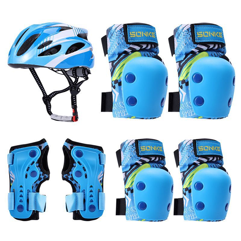 Children's Roller Skating Protective Gear Helmet Cycling Full Set of Sea Turtle Skateboard Skating Balance Car Bicycle Sports Drop-Resistant Knee Pads