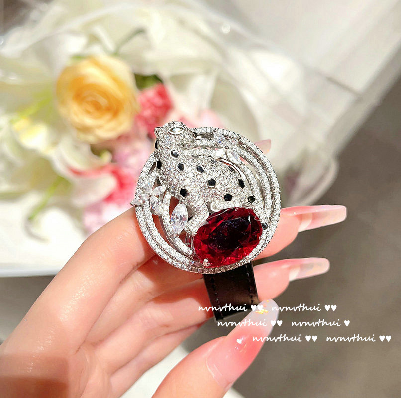 Zhu Li'an Pomegranate Red Egg-Shaped Gem Necklace Antique Sense 18K Gold Plating Water-Foam Jade Big Diamond Zircon Bracelet