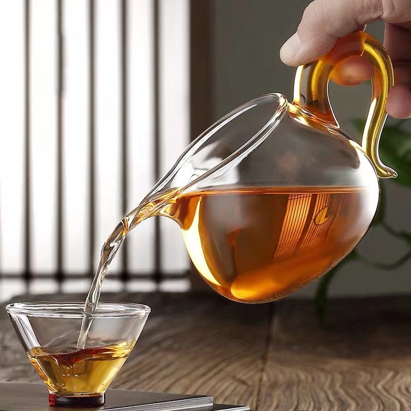 厂家直销玻璃把手公道杯加厚型玻璃公道杯茶道配件分茶器玻璃茶器