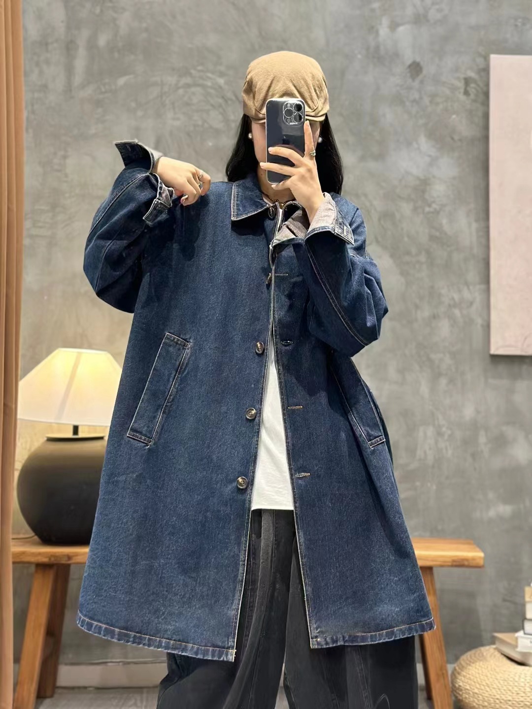 2023夏新款文艺牛仔外套中长款宽松韩版休闲牛仔衣中长款风衣女