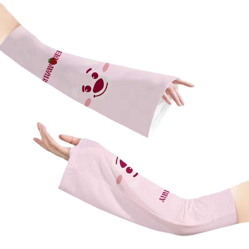 Korean Style Strawberry Bear Loose Sun Protection Ice Sleeve Sanrio UV Protection Girl Horn Oversleeve Cute Non-Slip Arm Sleeve