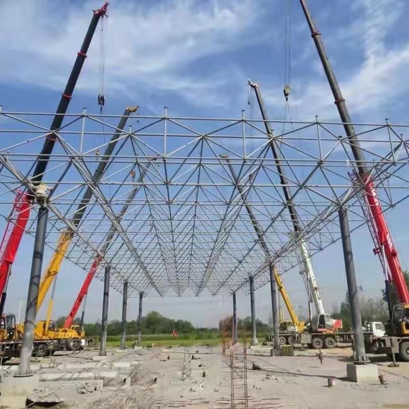 球形钢结构网架采光钢结构网架制作体育馆学校篮球场馆煤棚管桁架