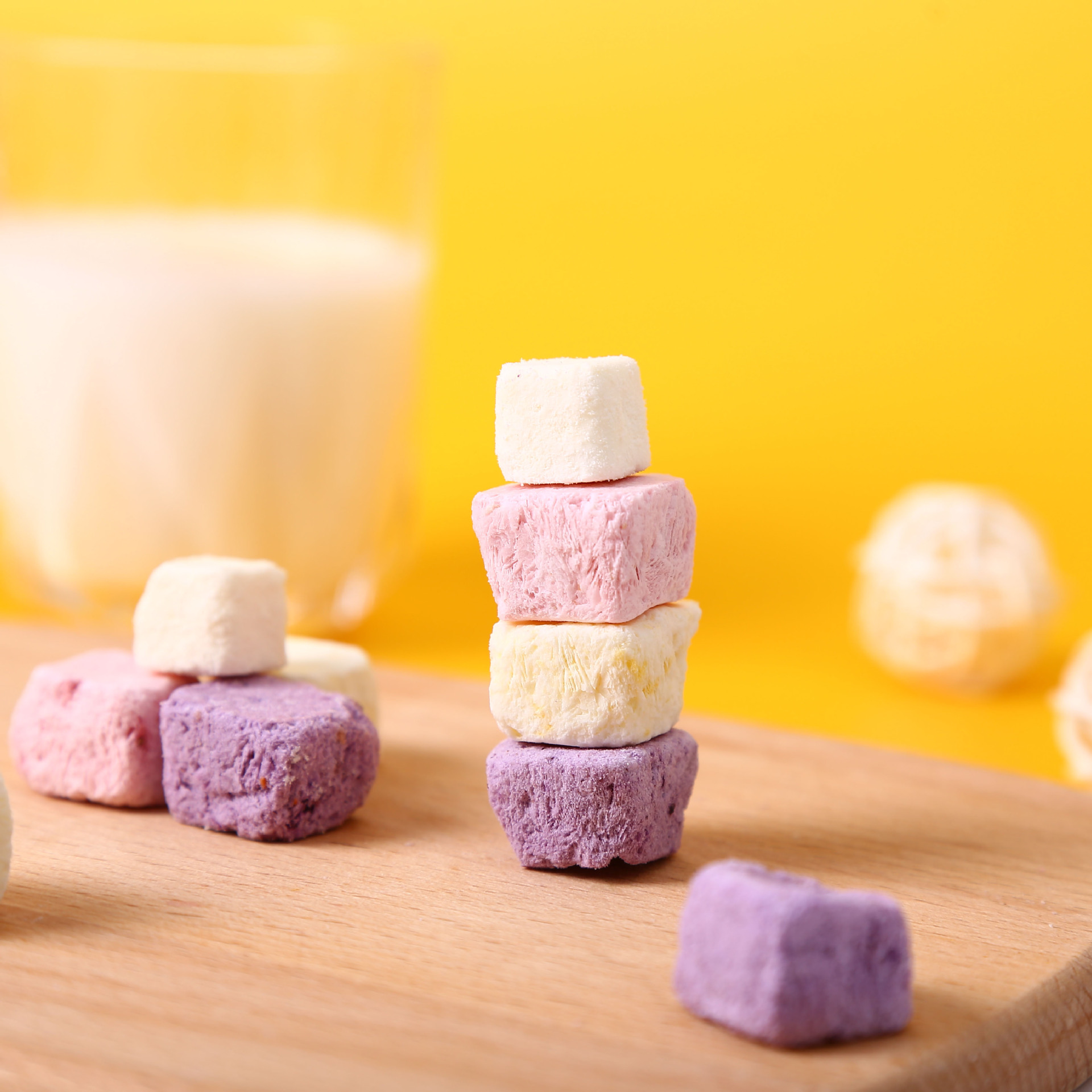 果味燕麦片材料冻干酸奶块 固体干吃代餐蓝莓黄桃草莓口味酸奶块