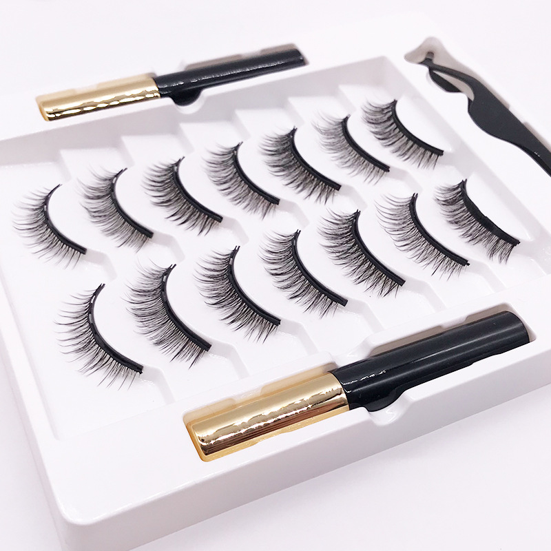 Seven Pairs of Magnetic Liquid Eyeliner False Eyelashes Curling Thick Glue-Free Long Eyelash Magnetic Magnet Eyelashes