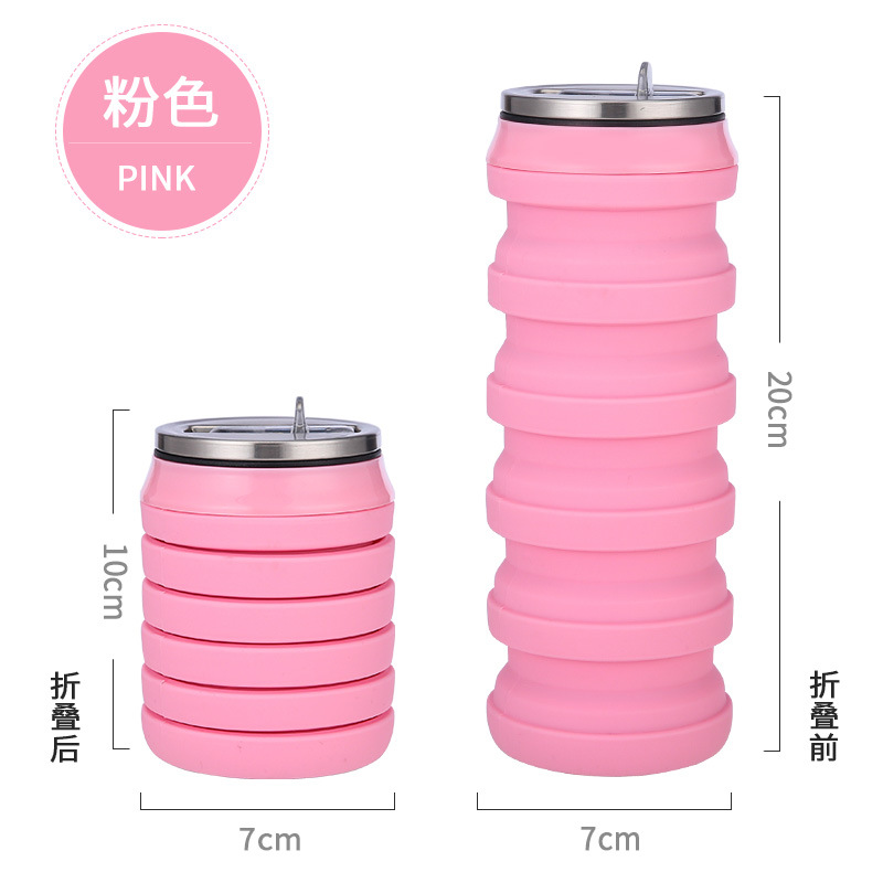 Source New Silicone Folding Cup Cola Cans Retractable Sports Water Bottle Custom Printing Gift Cup