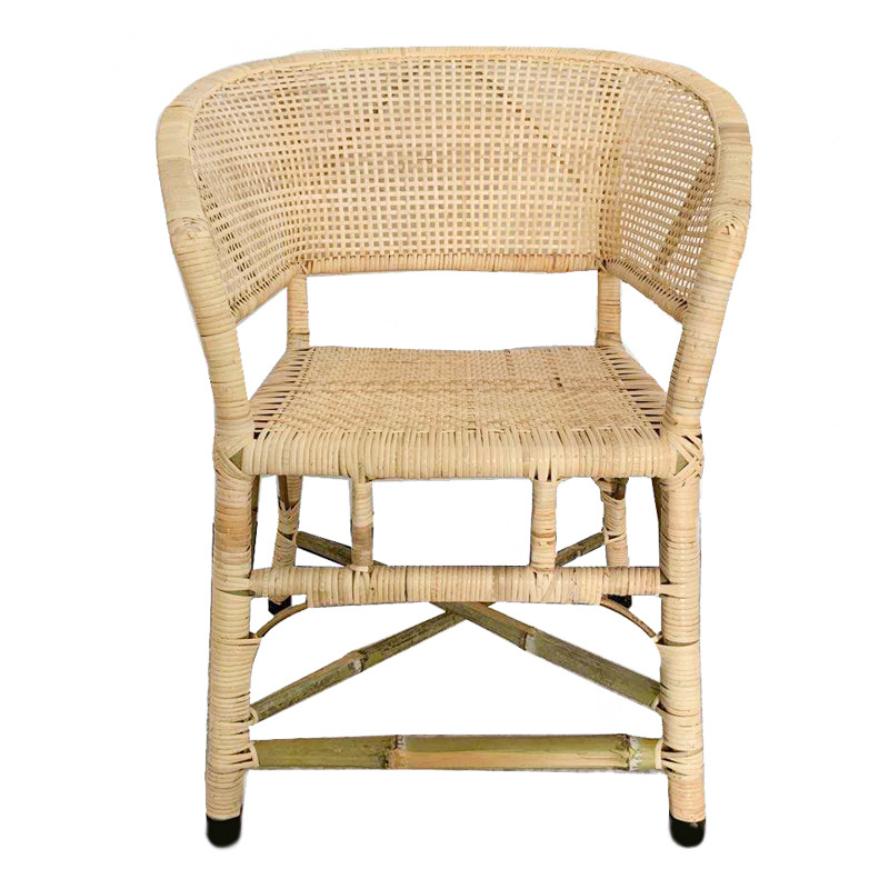 藤椅单人老人田园竹椅植物藤椅子靠背电脑椅家用复古老式结构编织