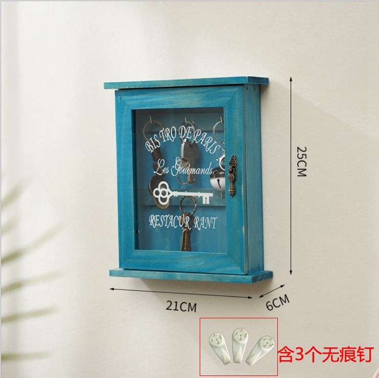 Household Wooden Wall Ornaments Key Storage Boxes Household Idyllic and Retro Household Storage Box Glass Door Key Storage