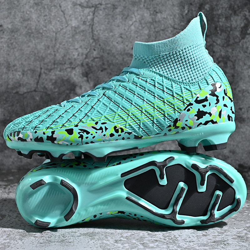 跨境高帮足球鞋男女长钉成人透气休闲草地训练鞋学生比赛鞋批发