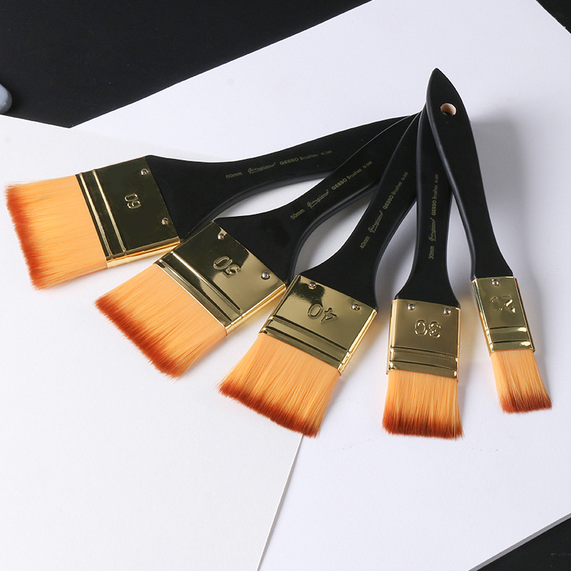 Scrubbing Brush Oil Painting Acrylic Brush Gouache Watercolor Wall Painting Nylon Hair Flat Birch Brush