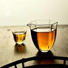 日式高硼硅玻璃公杯 六角匀杯公杯公道杯出口日本高硼硅玻璃茶海