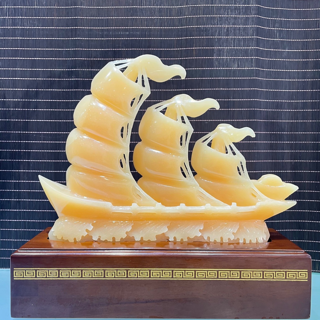 bzhao宝兆 工艺船帆船一帆风顺摆件家居摆件饰品开业礼品玉石