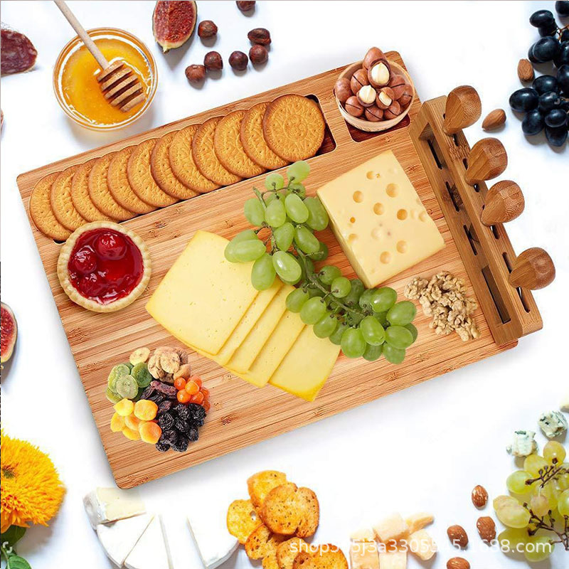 Cross-Border Wooden Cheese Plate Wooden Cheese Plate Set Cheese Plate Appetizer Fruit Plate Factory Direct Supply Bamboo Cheese Board