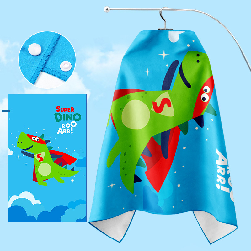 卡通速干沙滩游泳浴巾双面绒儿童沙滩巾吸水速干沙滩巾毛巾披风