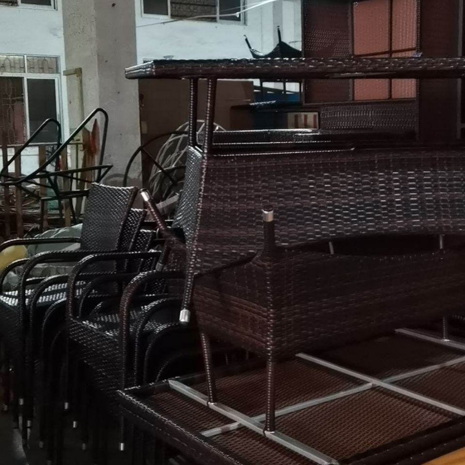 露台藤椅三件套阳台小桌椅组合网红户外藤编藤椅庭院防水一桌两椅