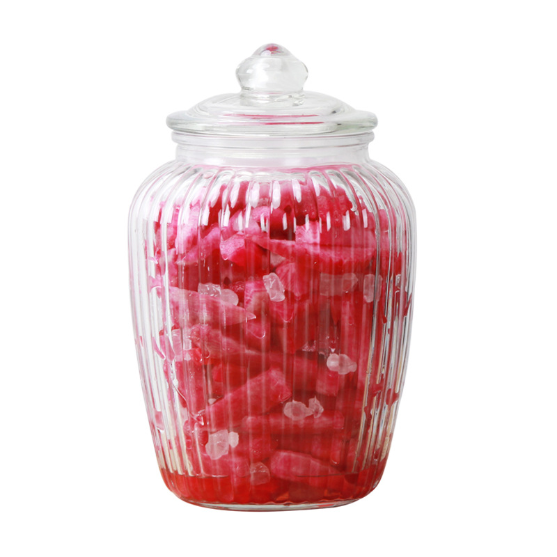 Glass Bottle Sealed Jar Food Household Nuts Multigrain Storage Tank Candy Tea Brined Vegetable Pickles Earthen Jar Thickened