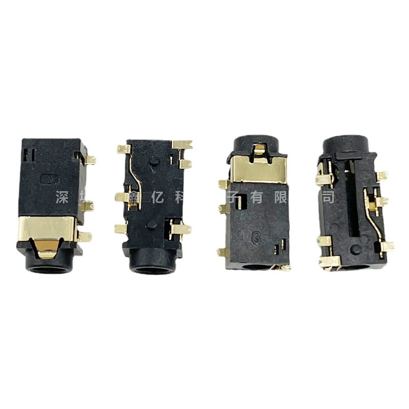 pj-342b-6p贴片双柱镀金有头耳机插座pj342 6脚单定位柱编带3.5mm