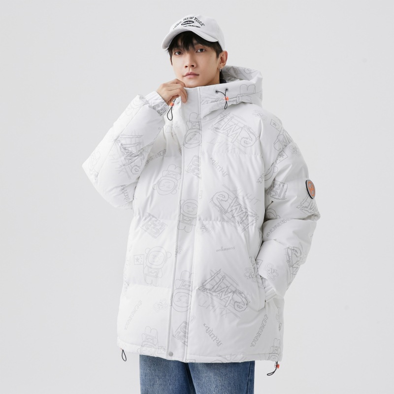 Feile Fish Couple down Coat 85% Duck down Long Cotton Coat Warm Men's Cotton-Quilted Coat Simple Outdoor Mountaineering Clothing