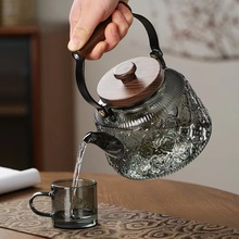 新款急冷急热复古烟灰色壶玻璃提梁壶家用高硼硅玻璃蒸煮一体茶壶