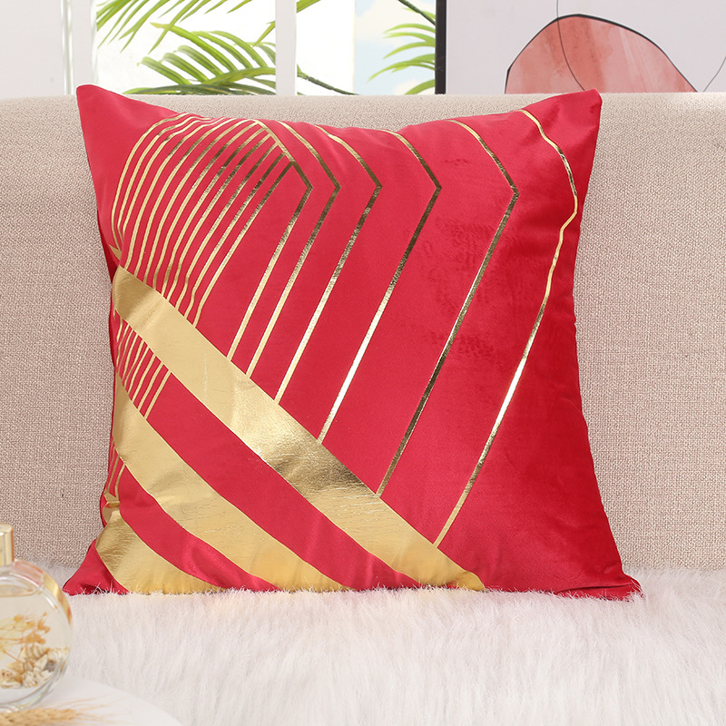 Nordic Simple Flannel Gilding Pillow Ins Bedroom Sofa Cushion Car Cushion Pillow Cover Foreign Trade Can Do