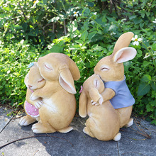 可爱创意庭院兔子摆件客厅摆件批发树脂工艺品花园装饰品跨境新品
