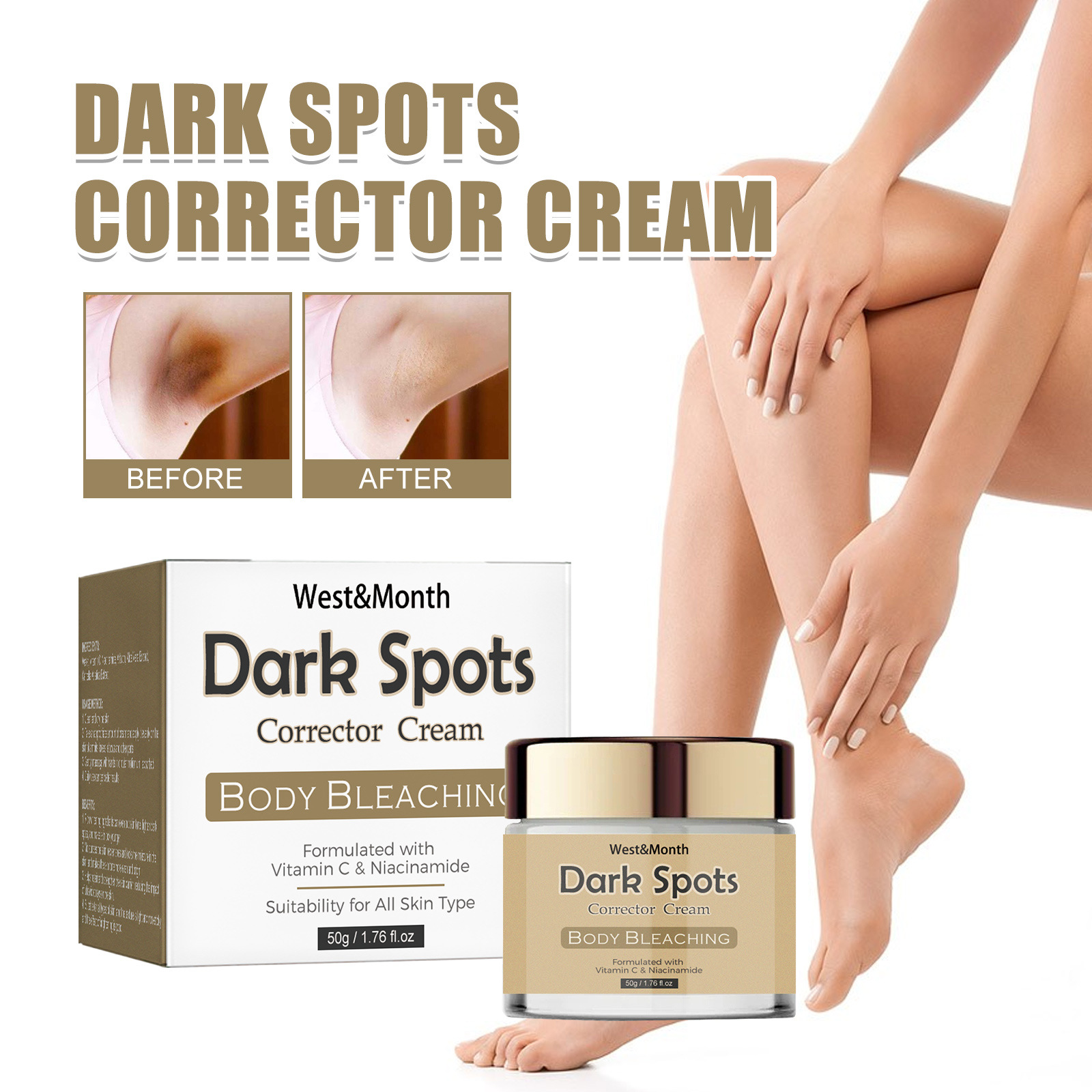 West & Month Black Spot Correction Cream Repair Elbow Underarm Joint Black Whitening Skin Cream