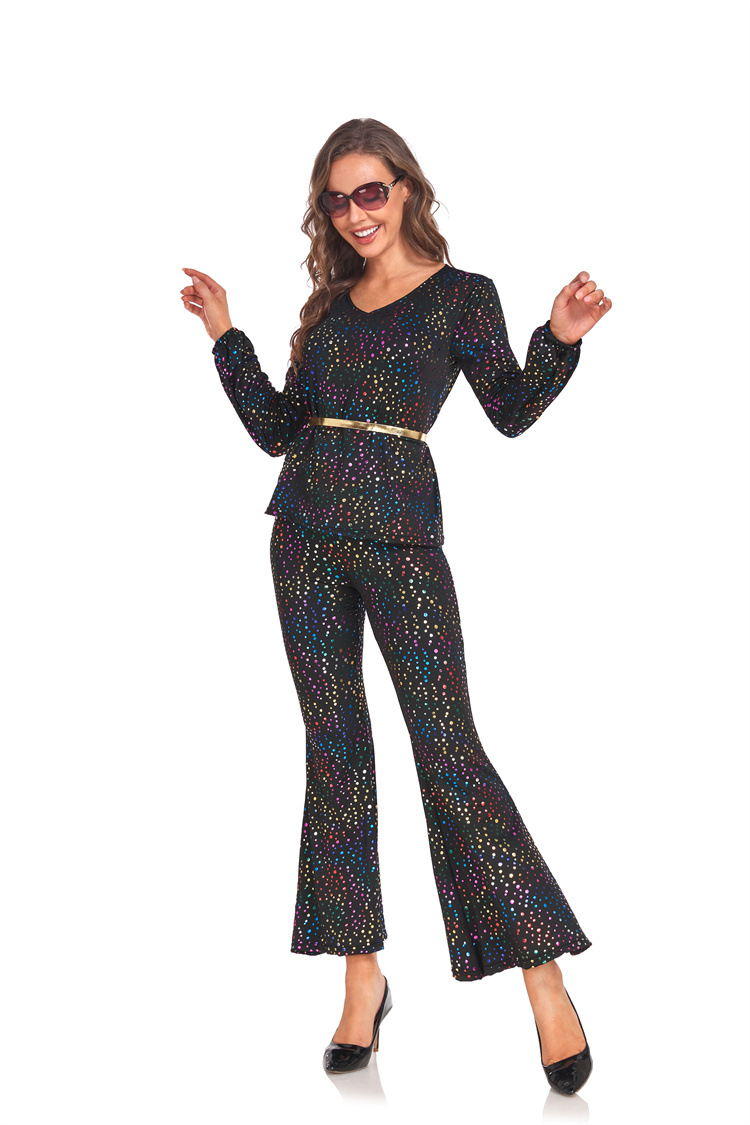 万圣节服装女士 复古60 70年代迪斯科嬉皮士演出服歌手舞台表演服