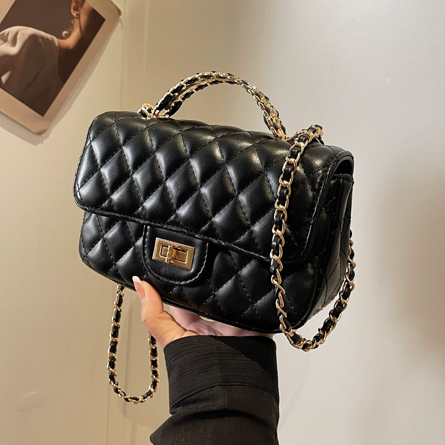 24年新款小香风女士包包单肩斜挎包日常出行链条包女士菱格手提包