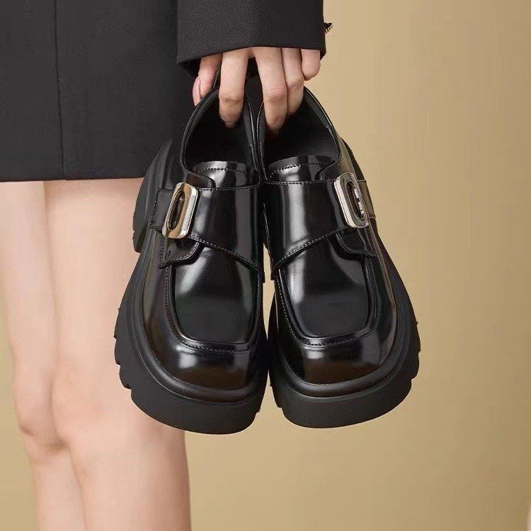 法式乐福鞋2024春秋新款百搭增高单鞋高跟小皮鞋子女春季高颜值