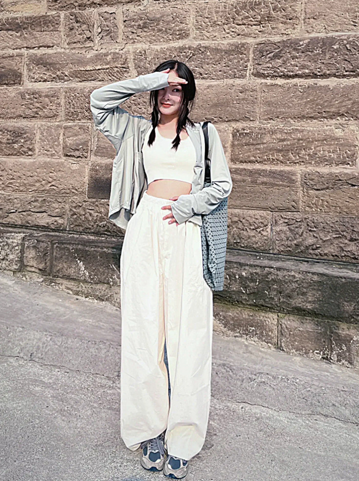 High Waist White Narrow Straight Wide Leg Pants Women's Summer Loose Drooping Slimming Japanese Style Workwear Casual Mop Pants