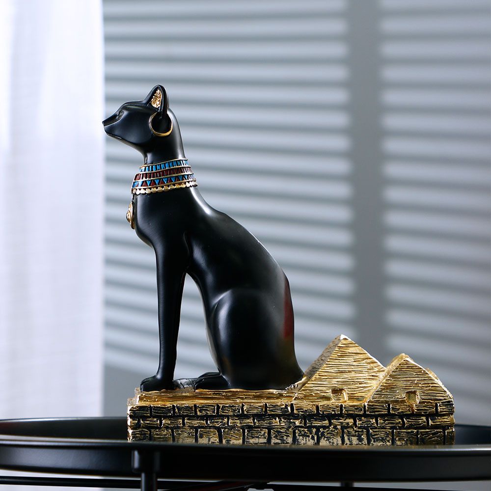跨境复古创意树脂工艺品古埃及金字塔猫神贝斯特家用葡萄酒红酒架