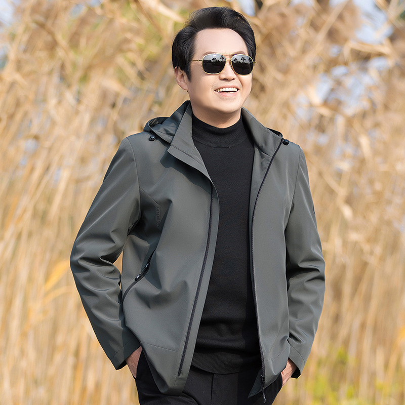 中老年夹克男爸爸春秋款外套中年男士秋装风衣中长款薄款50岁上衣
