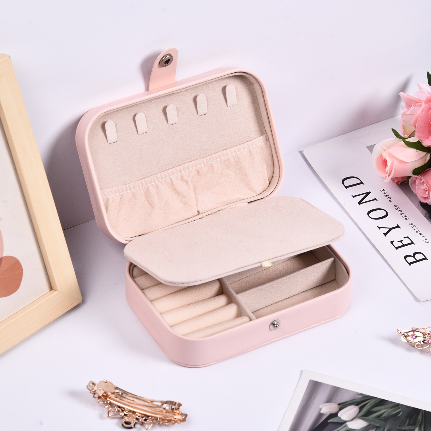 New Portable Jewelry Box Earrings Jewelry Box Ear Stud and Ring Necklace Storage Box Large Quantity in Stock