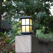 太阳能门柱庭院灯简约新中式LED防水户外别墅围墙花园家用柱头灯