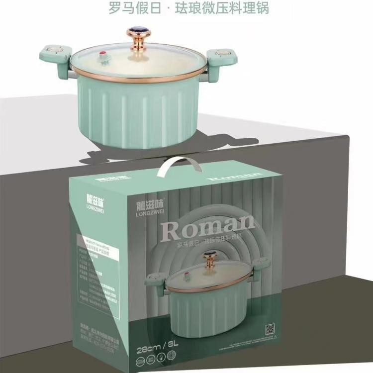 New Roman Low Pressure Pot Enamel Ceramic Pressure Cooker Non-Stick Stew Pot Soup Pot Easy to Clean Ceramic Frying Cooking Pot